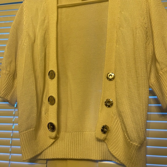 Michael Kors white knit short sleeve cardigan - Picture 2 of 6